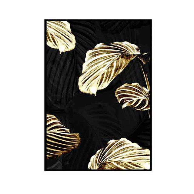 Abstract Golden Plant Leaf Modern Canvas Decoration Painting
